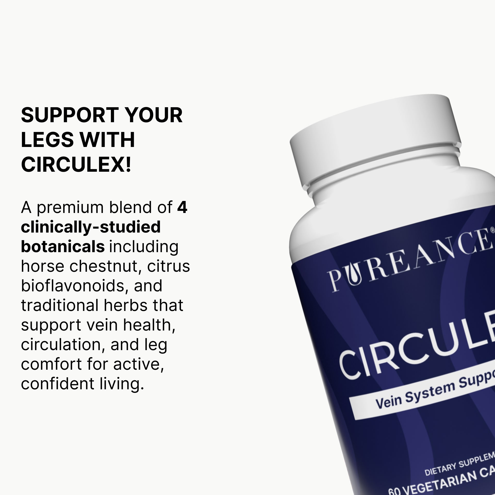 Circulex bottle with text about a blend of botanicals