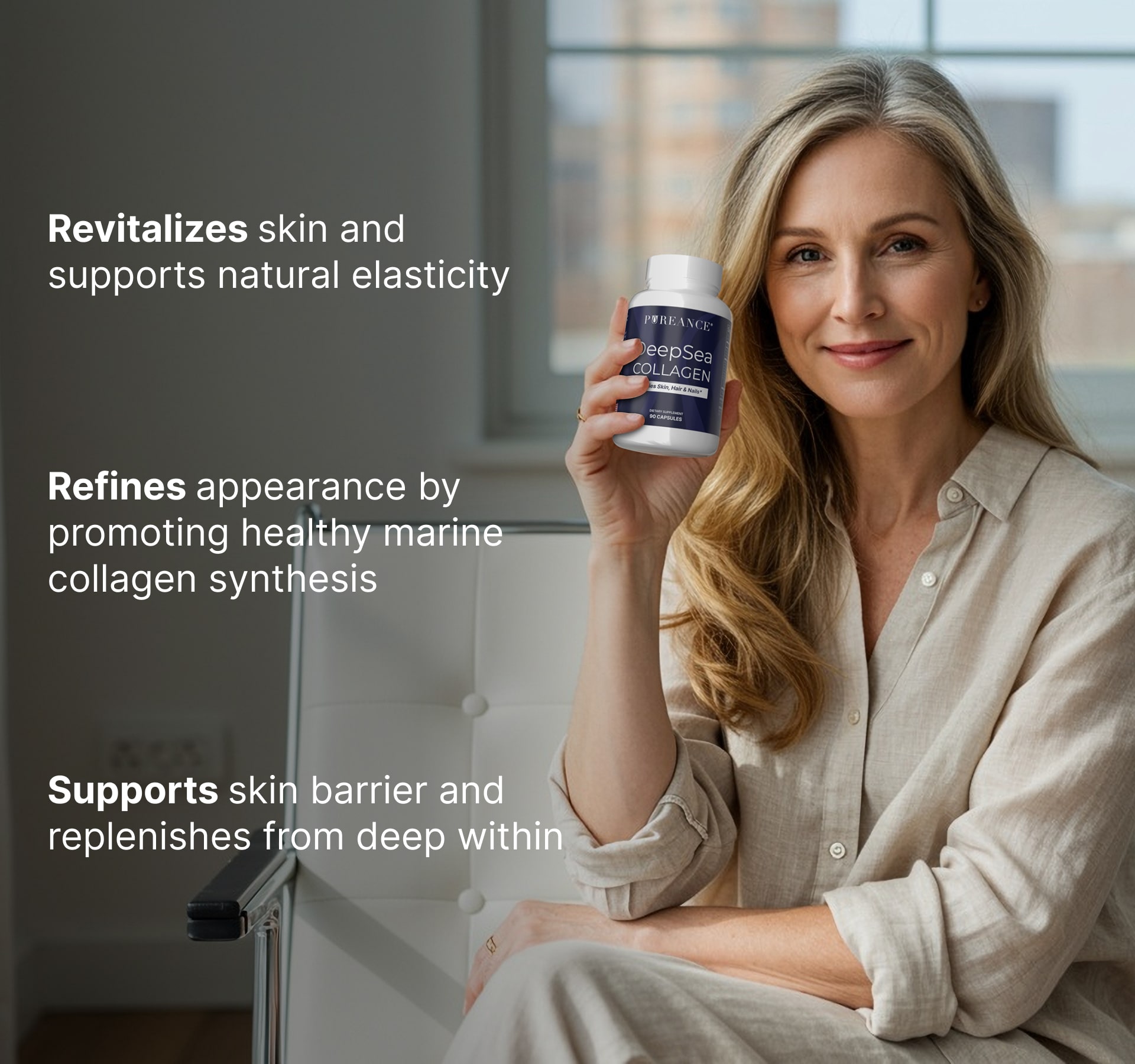 DeepSea Collagen with listed key benefits