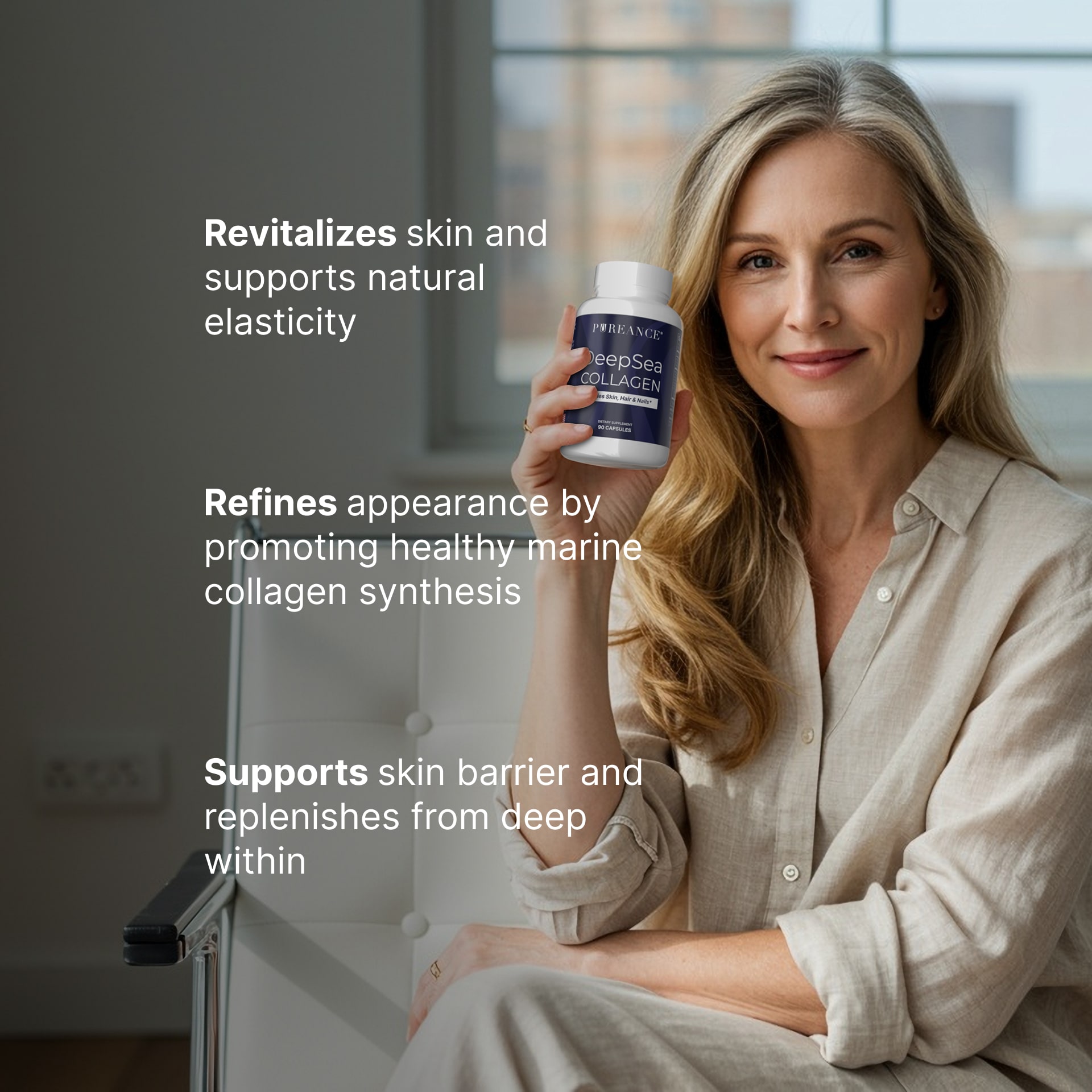 DeepSea Collagen with listed key benefits