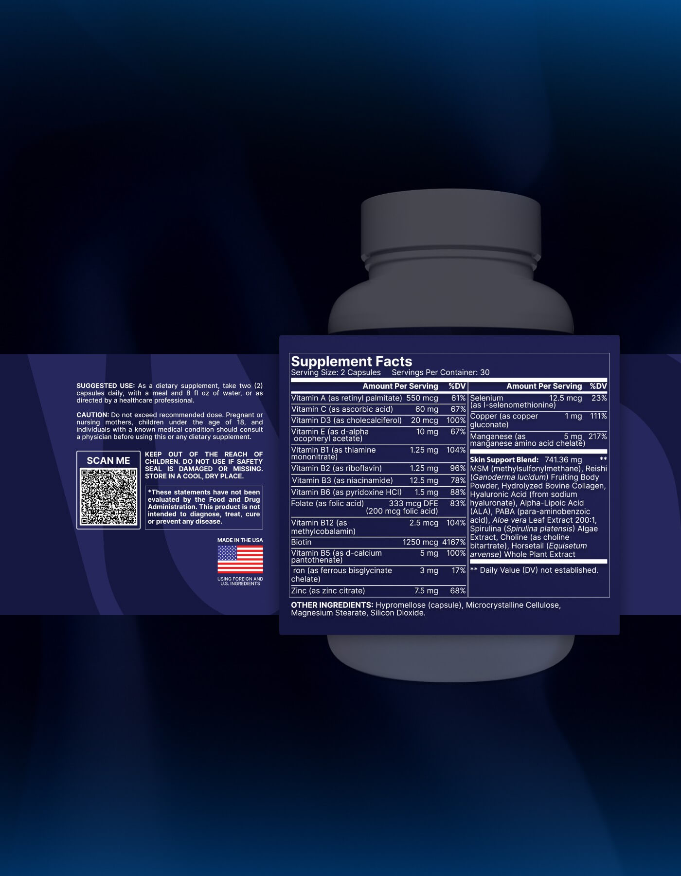 Supplement facts of Dermaluxe