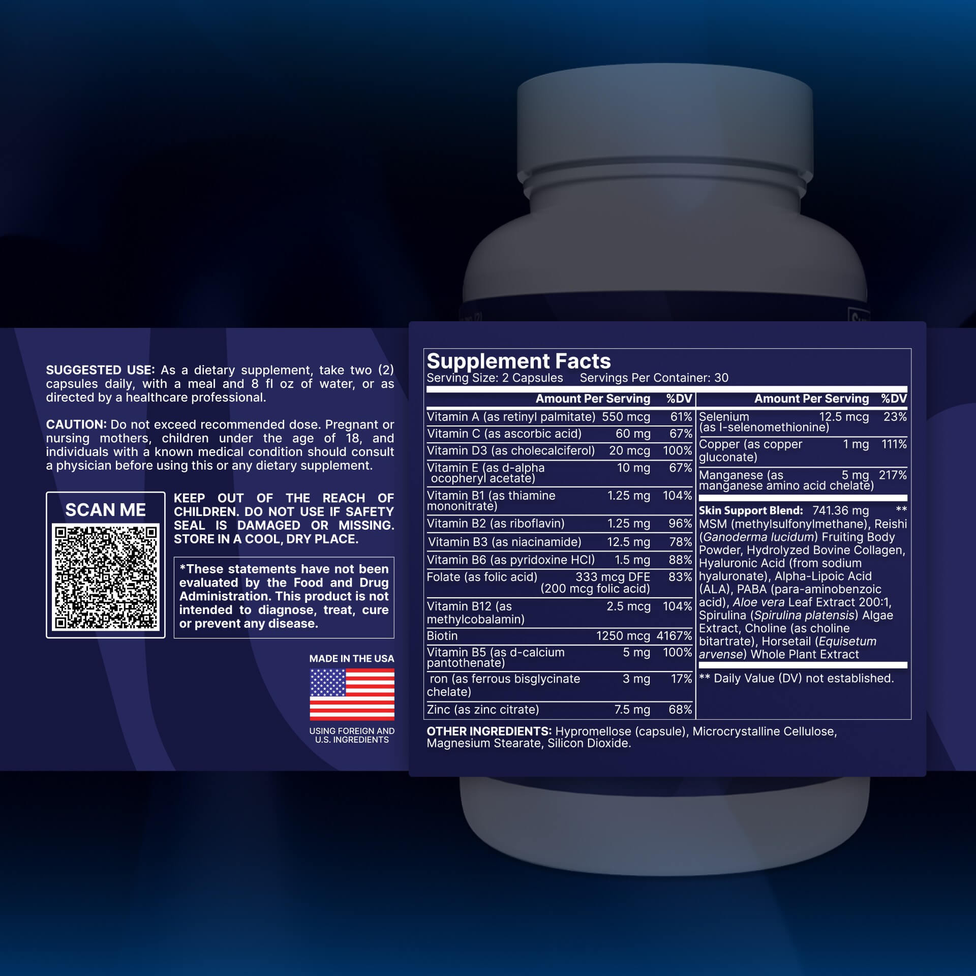 Supplement facts of Dermaluxe