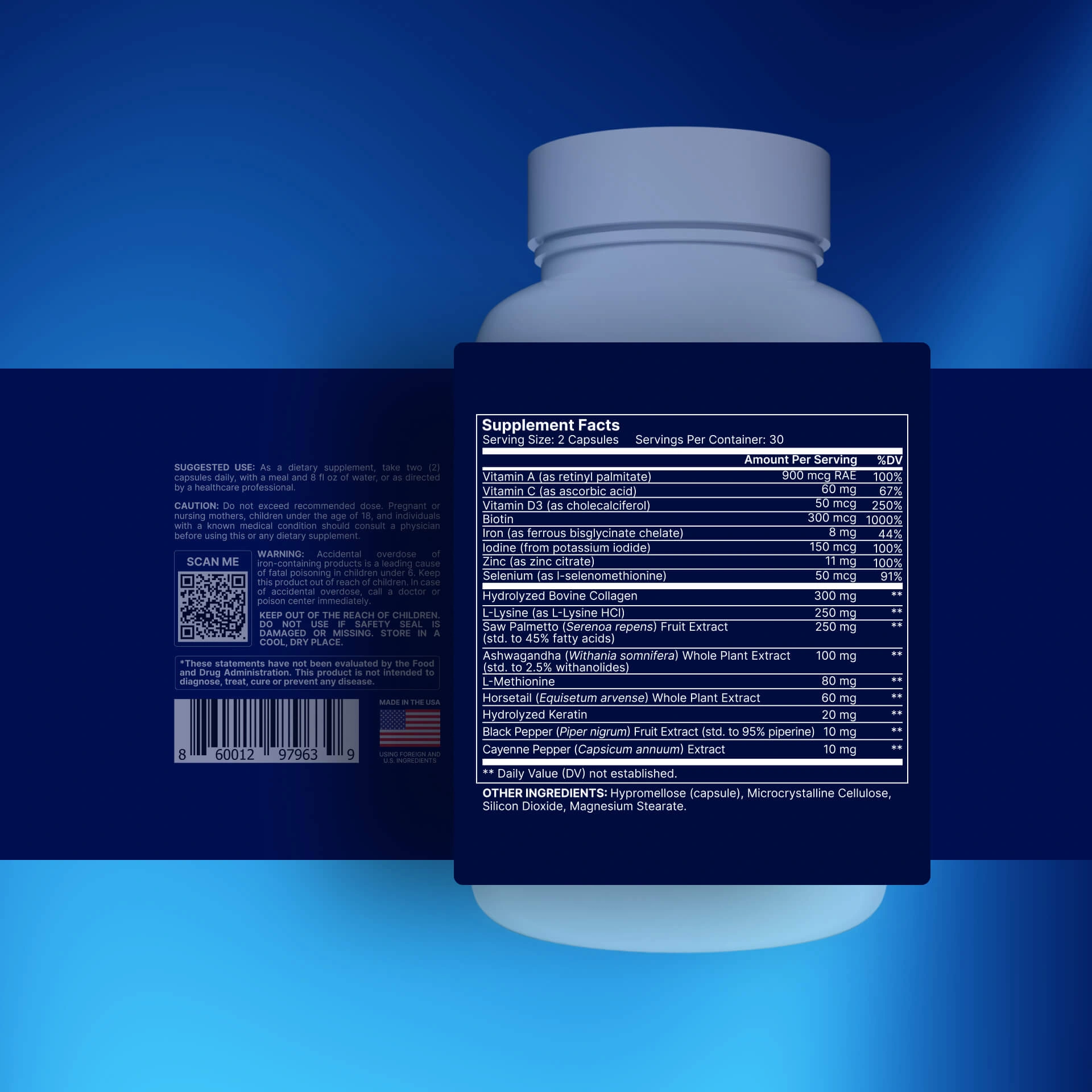 Hairlux supplement facts label