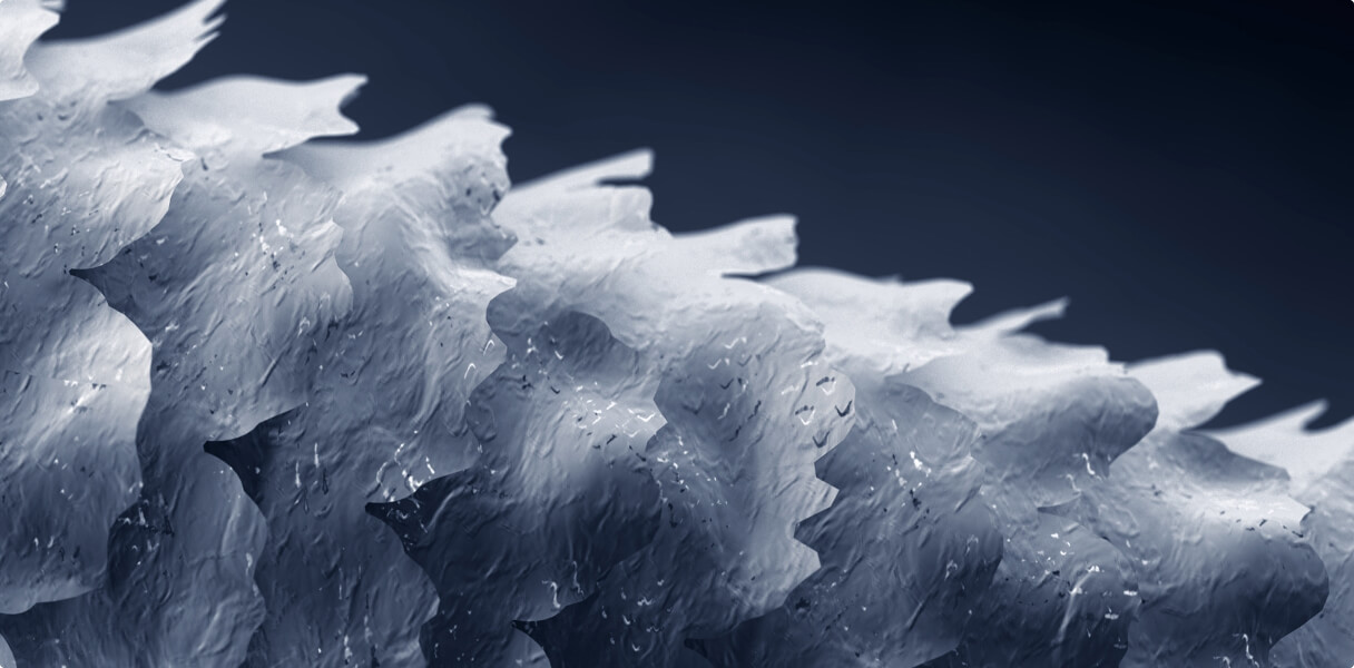 Microscopic close-up of damaged hair shaft