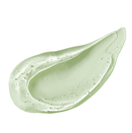 A translucent, green gel texture with a smooth, hydrating appearance