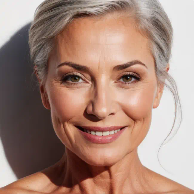 Portrait of a smiling mature woman with gray hair