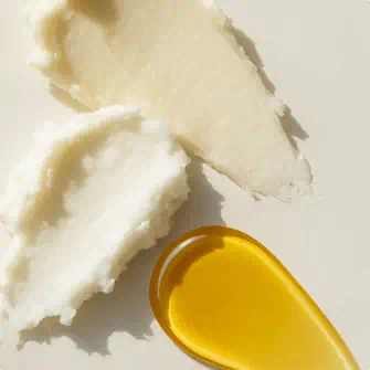 Swatches of creamy white butter and golden oil