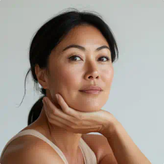 Confident woman with smooth, glowing skin