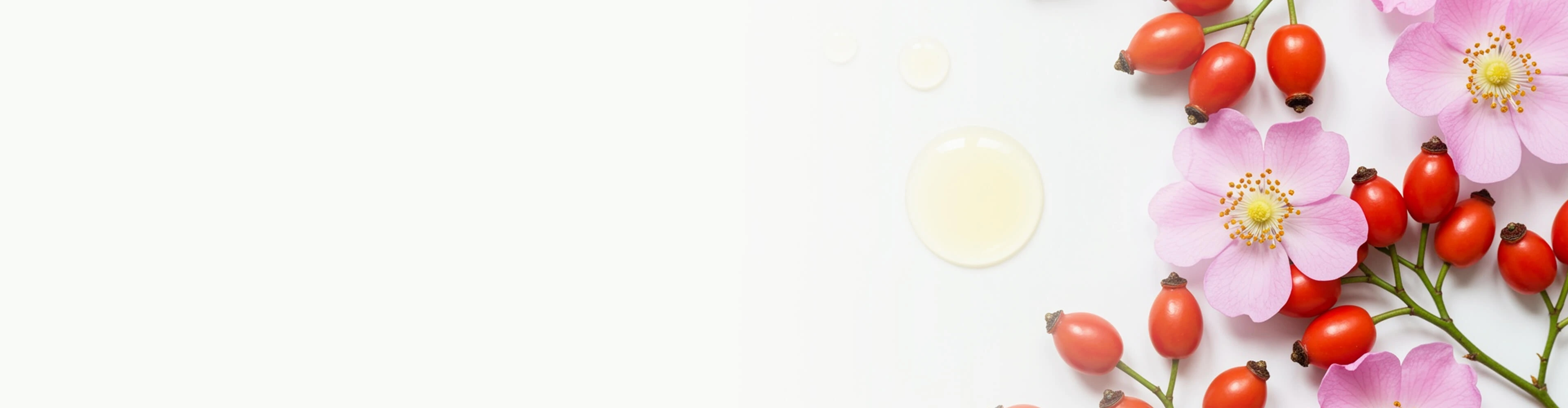 A smooth, golden rosehip oil texture with small air bubbles embedded in a rounded shape