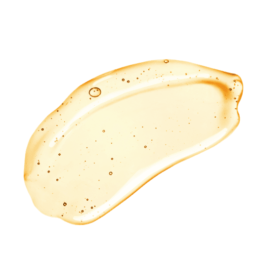 An orange gel-like texture with small air bubbles embedded