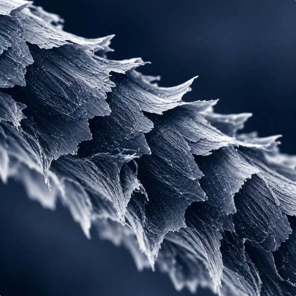 Close-up of a rough, damaged hair strand without Keratin Shine Mist