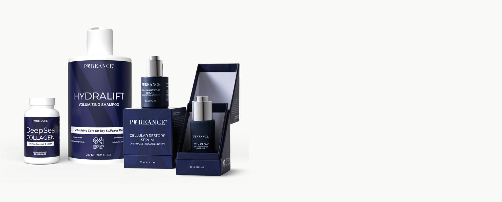 Pureance products displayed with a 10% subscribe and save offer