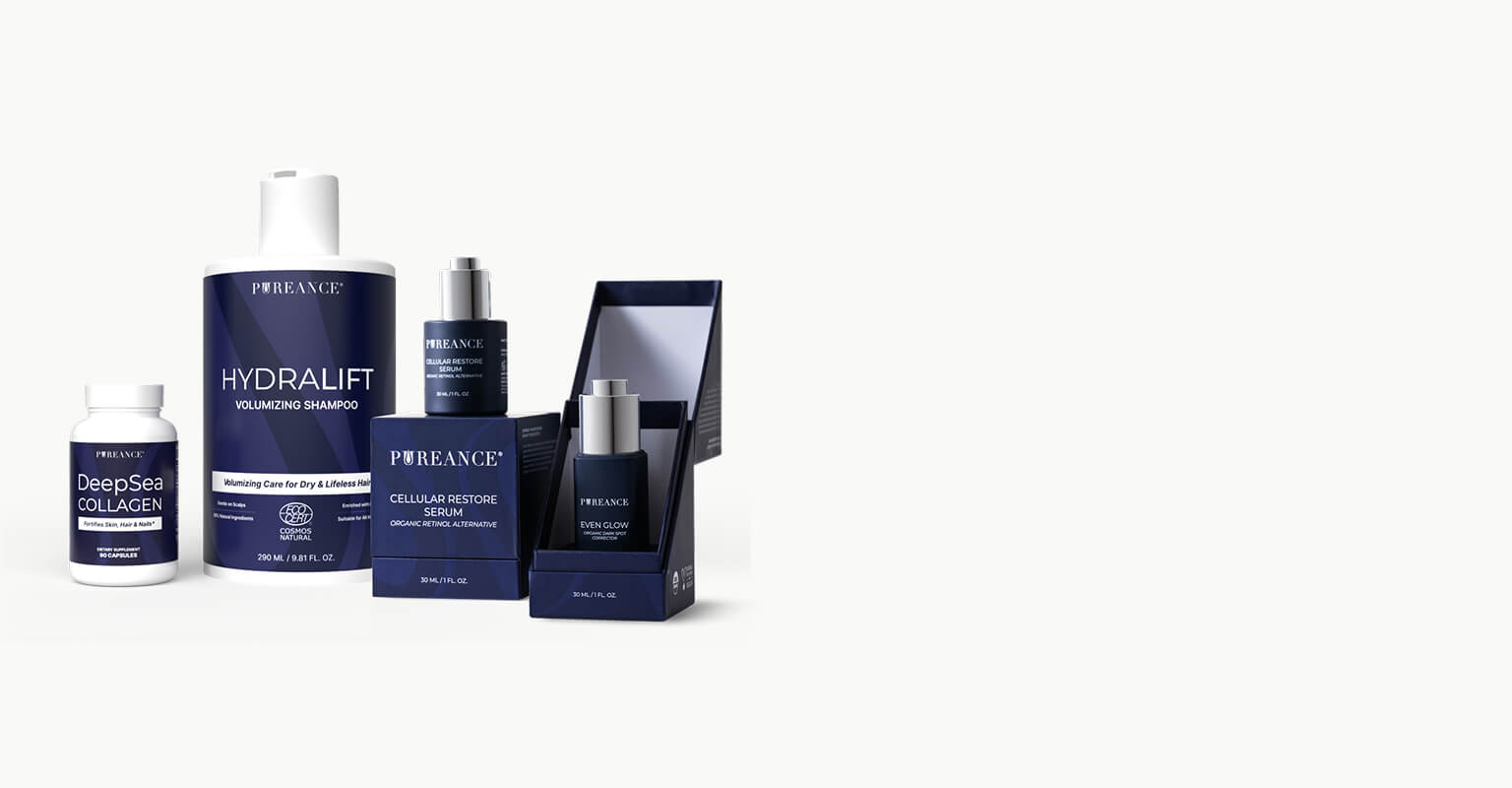 Pureance products displayed with a 10% subscribe and save offer