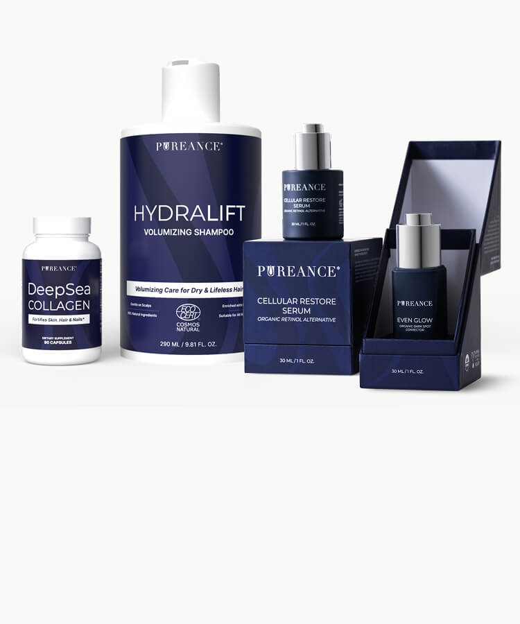 Pureance products displayed with a 10% subscribe and save offer